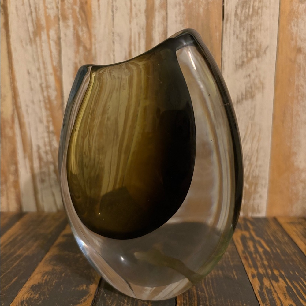 VTG 50s Gunnar Nylund Strombergshyttan Sweden Shark Tooth Mini Crystal Vase